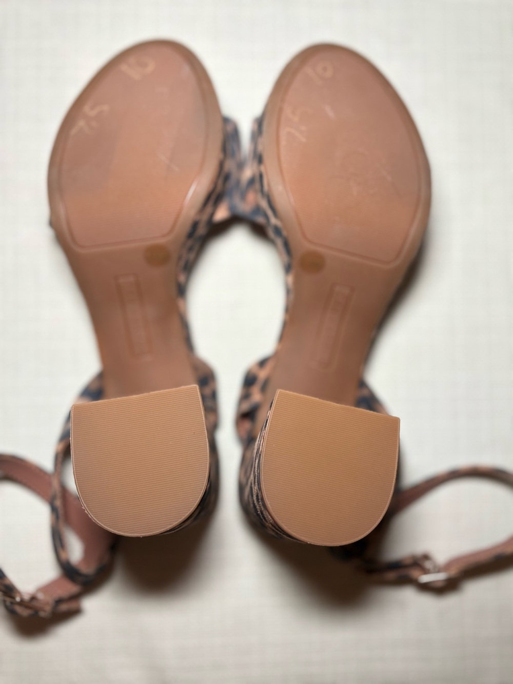 Leopard Print Block Heel Sandals | Animal Print Ankle Strap Heels | Neutral - Picture 7 of 7